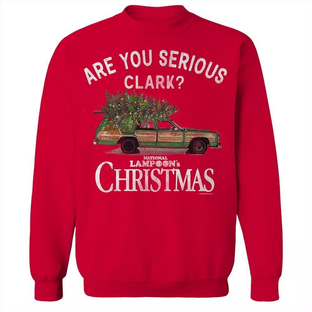 Men's Are You Serious Clark National Lampoon's Christmas Vacation Graphic Fleece Crew Sweatshirt, Size: XL, Red Product Image