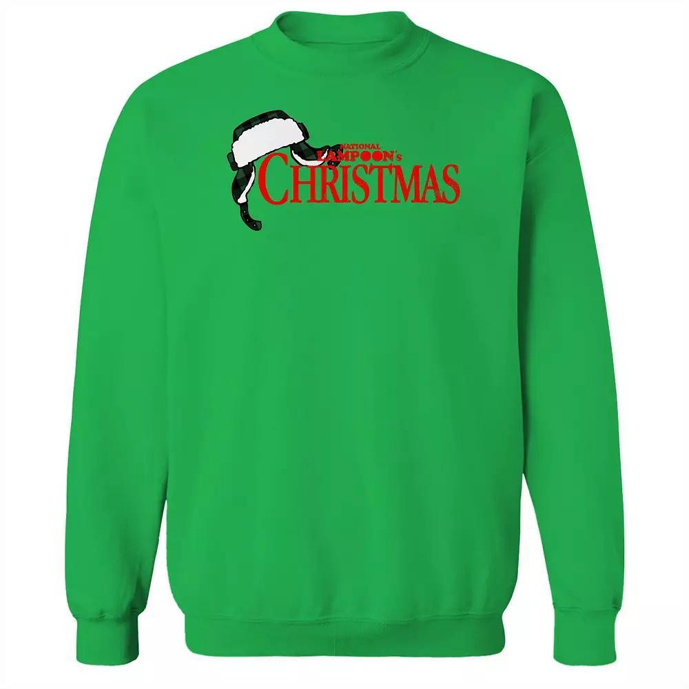 Men's National Lampoons Christmas Hat National Lampoon's Christmas Vacation Graphic Fleece Crew Sweatshirt, Size: Medium, Irish Green Product Image