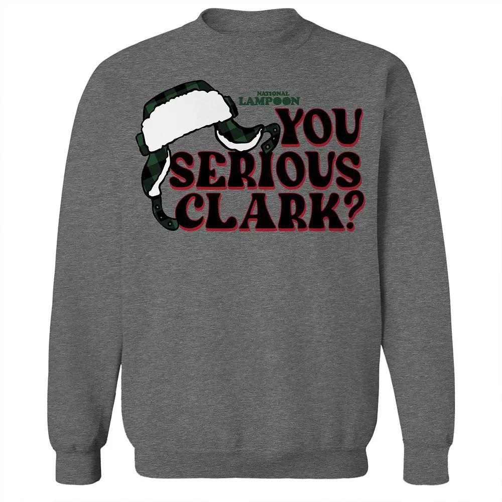 Men's You Serious Clark Black National Lampoon's Christmas Vacation Graphic Fleece Crew Sweatshirt, Size: XL, Grey Heather Product Image
