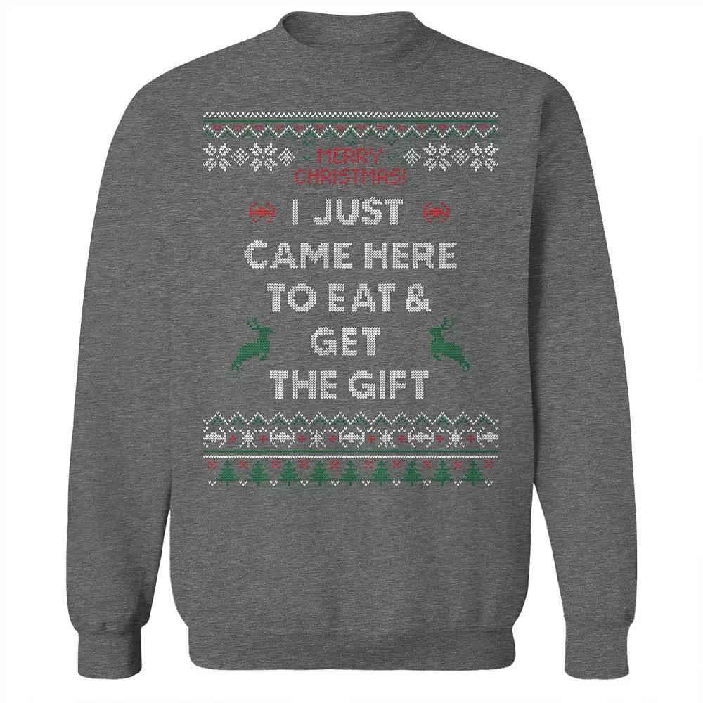 Men's Eat and Run Christmas Sweater Graphic Sweatshirt, Size: Large, Grey Heather Product Image