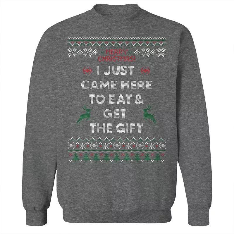 Men's Eat and Run Christmas Sweater Graphic Sweatshirt, Size: Large, Grey Heather Product Image