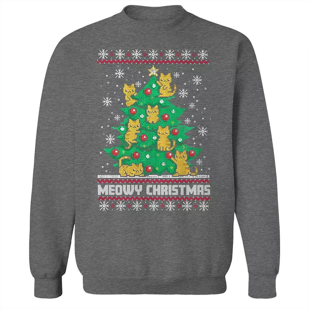 Men's Eat and Run Christmas Sweater Graphic Sweatshirt, Size: Large, Grey Heather Product Image