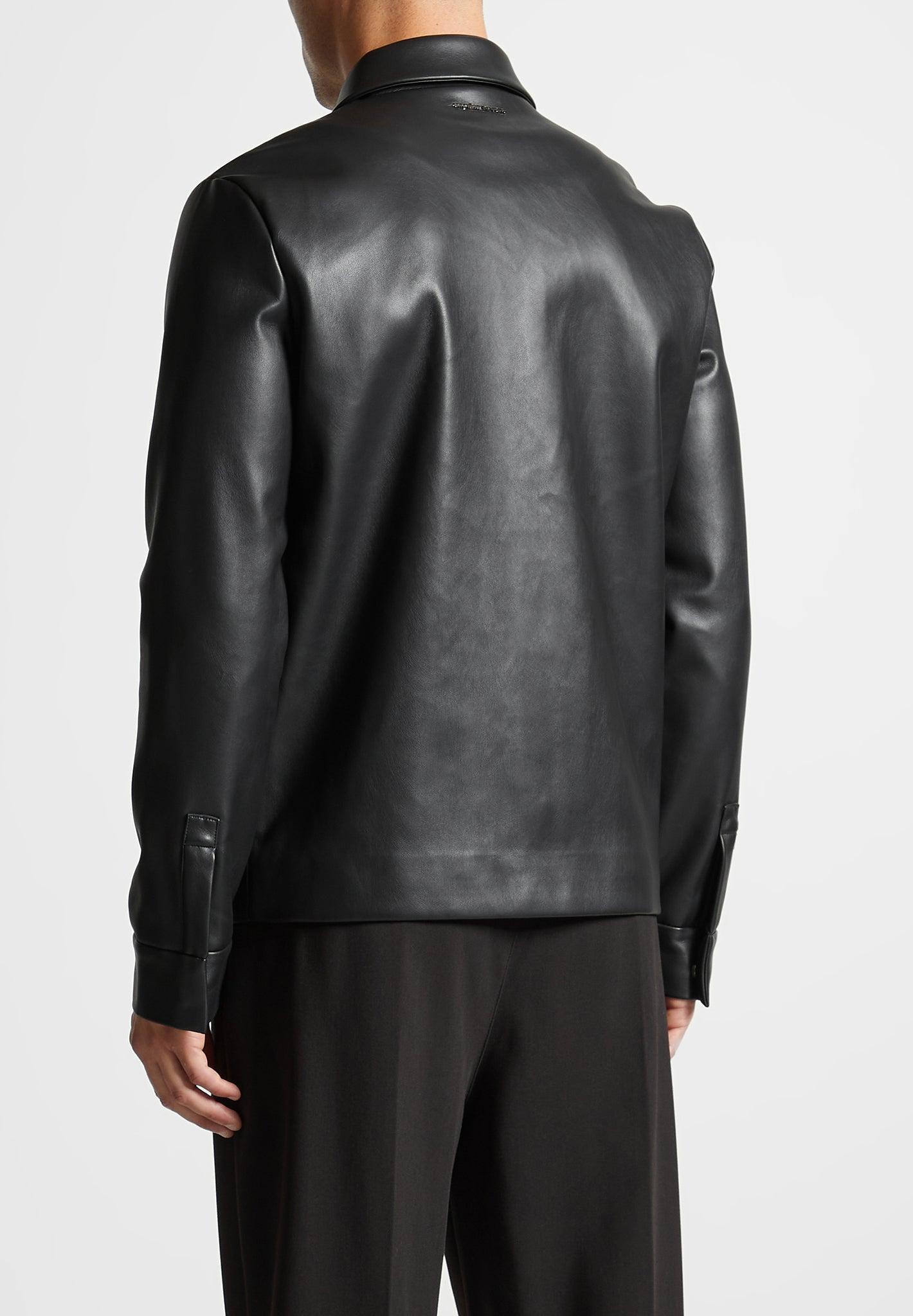 Leather Shirt Jacket - Black Male Product Image