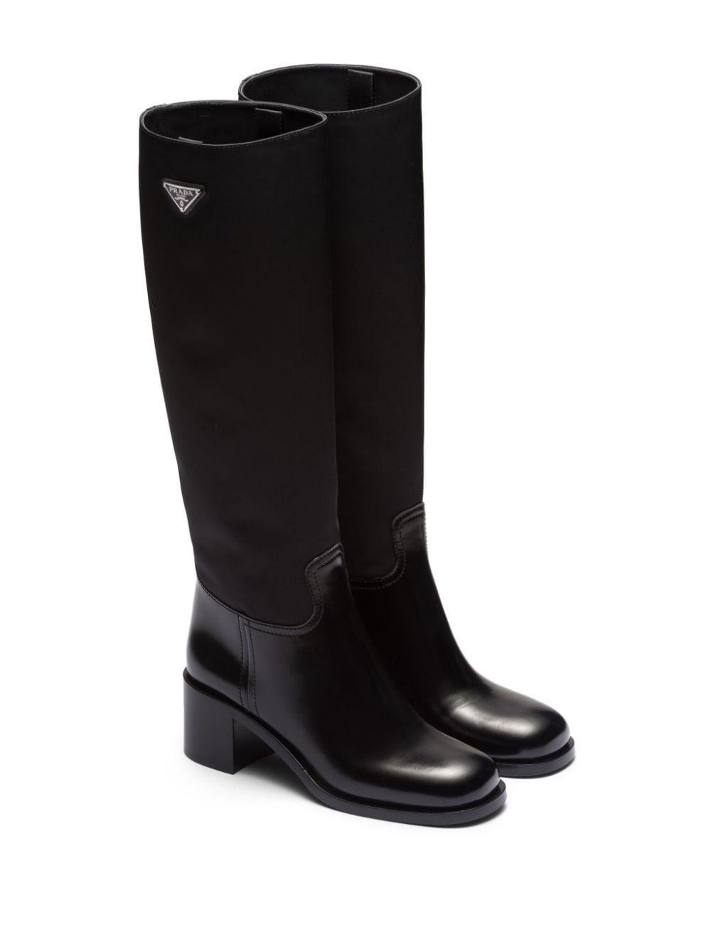 triangle-logo knee-high boots Product Image