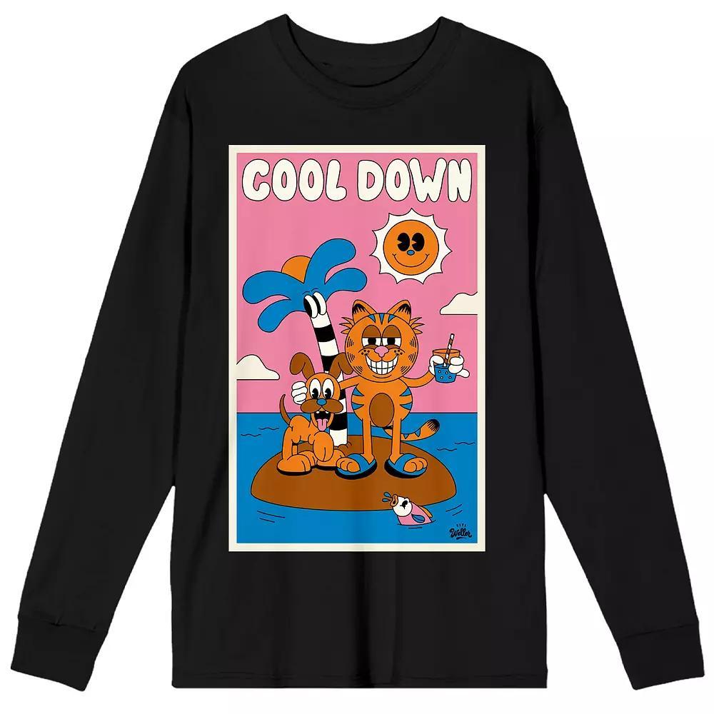 Men's Garfield Cool Down Long Sleeve Tee, Size: Medium, Black Product Image