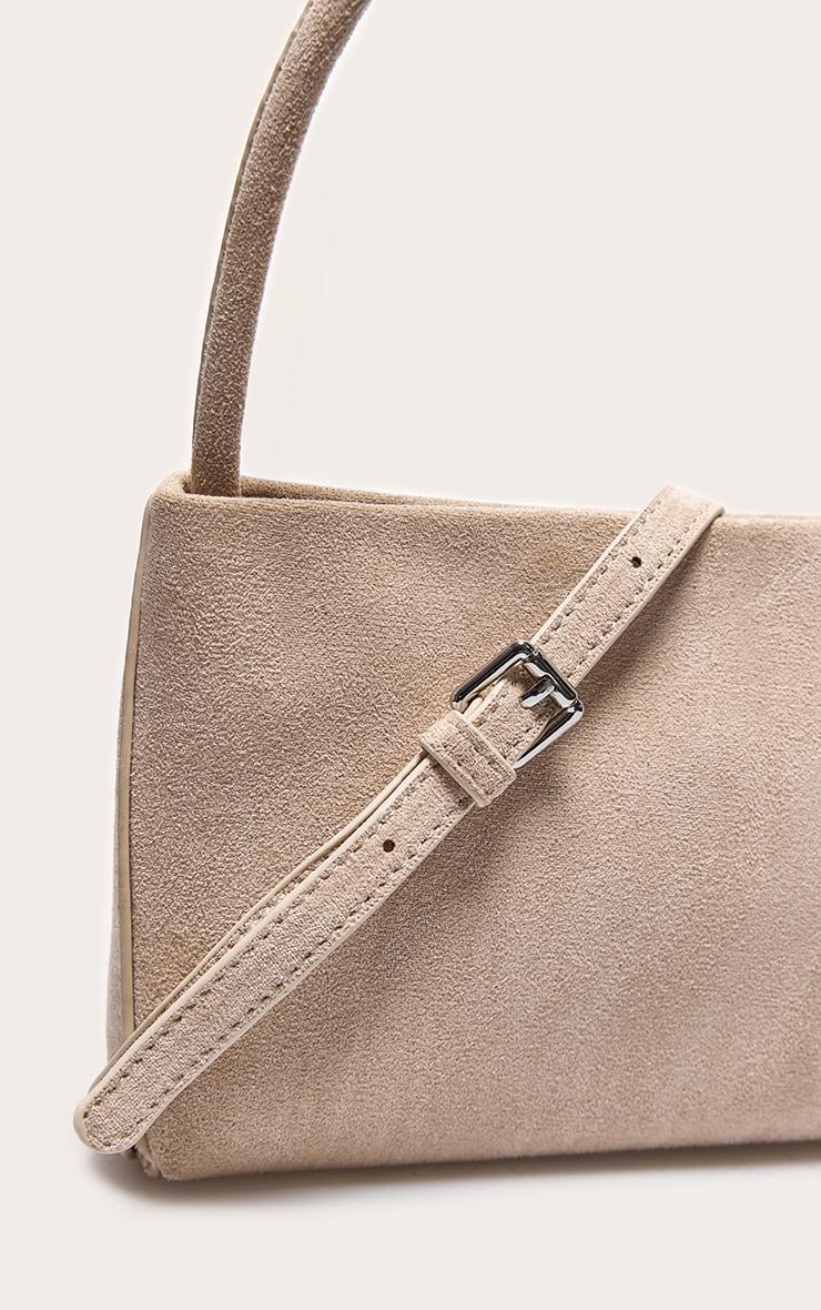 Cream Faux Suede Slim Shoulder Bag Product Image