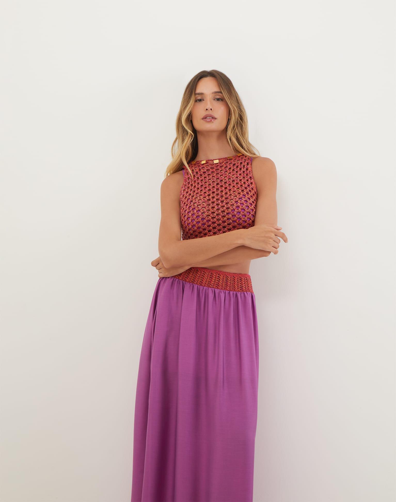 Knit Aria Blouse - Berry Burst Product Image