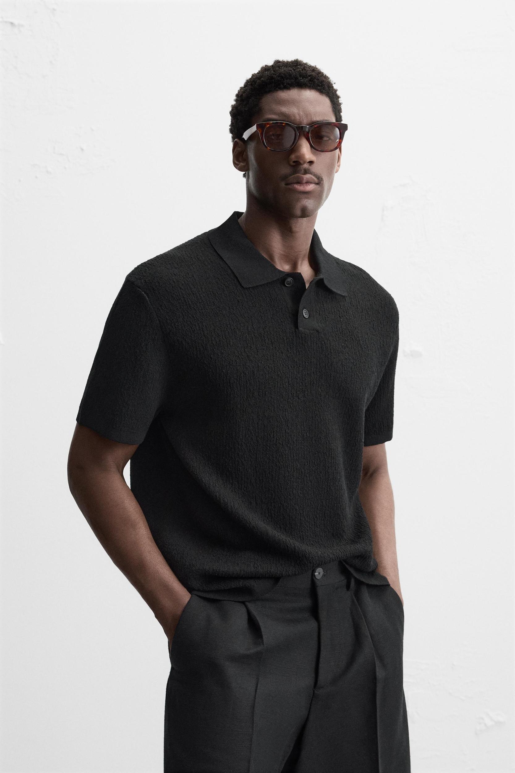 REGULAR FIT TEXTURED POLO SHIRT Product Image
