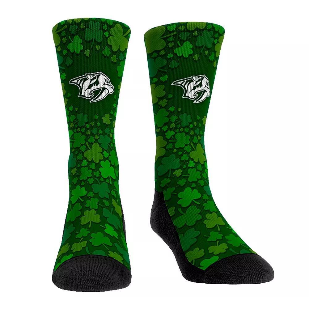 Rock Em Socks Nashville Predators St. Paddy's Day Shamrock Crew Socks, Men's, Size: Large/XL, Pdt Team Product Image