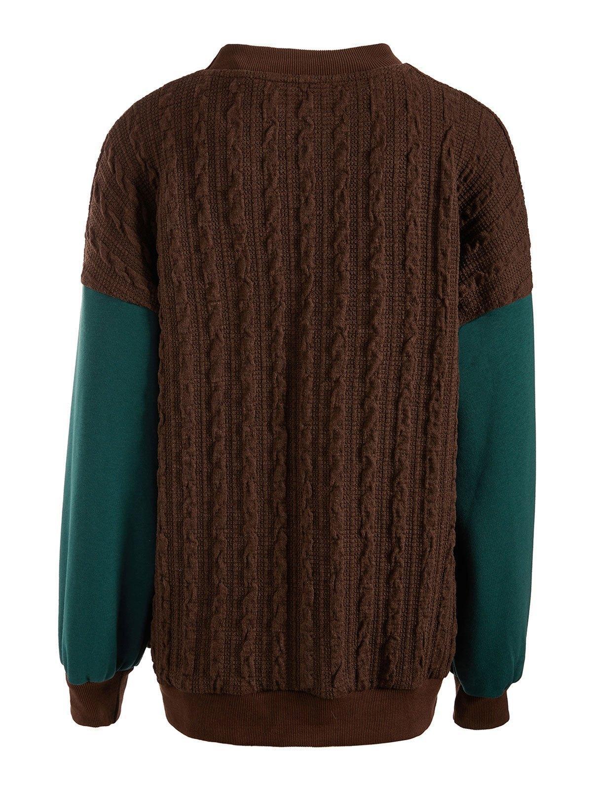 Patchwork Knit Letter Embroidery Sweatshirt Product Image