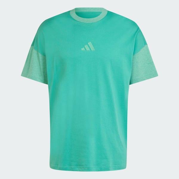 adidas ALL SZN Colorblock Tee Semi Court Green XL Mens Product Image