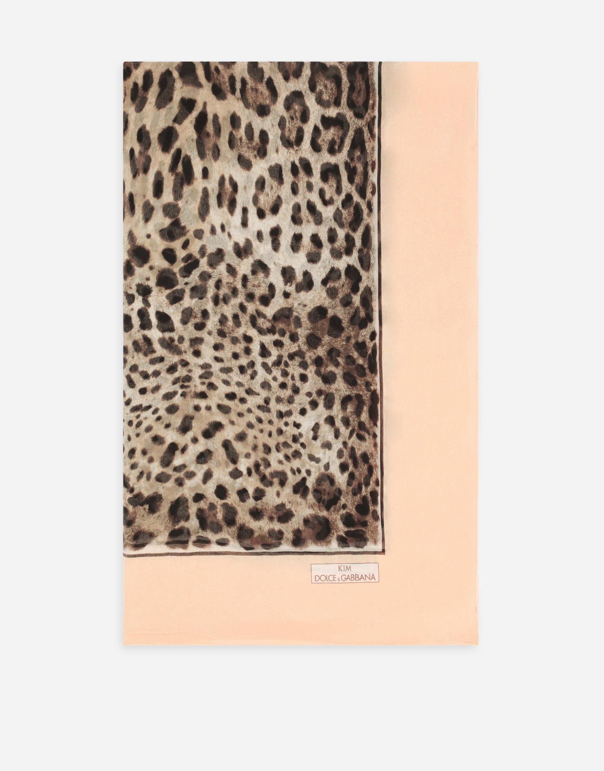 DOLCE & GABBANA Silk Crepon Scarf With Leopard Print In Animal Print Product Image