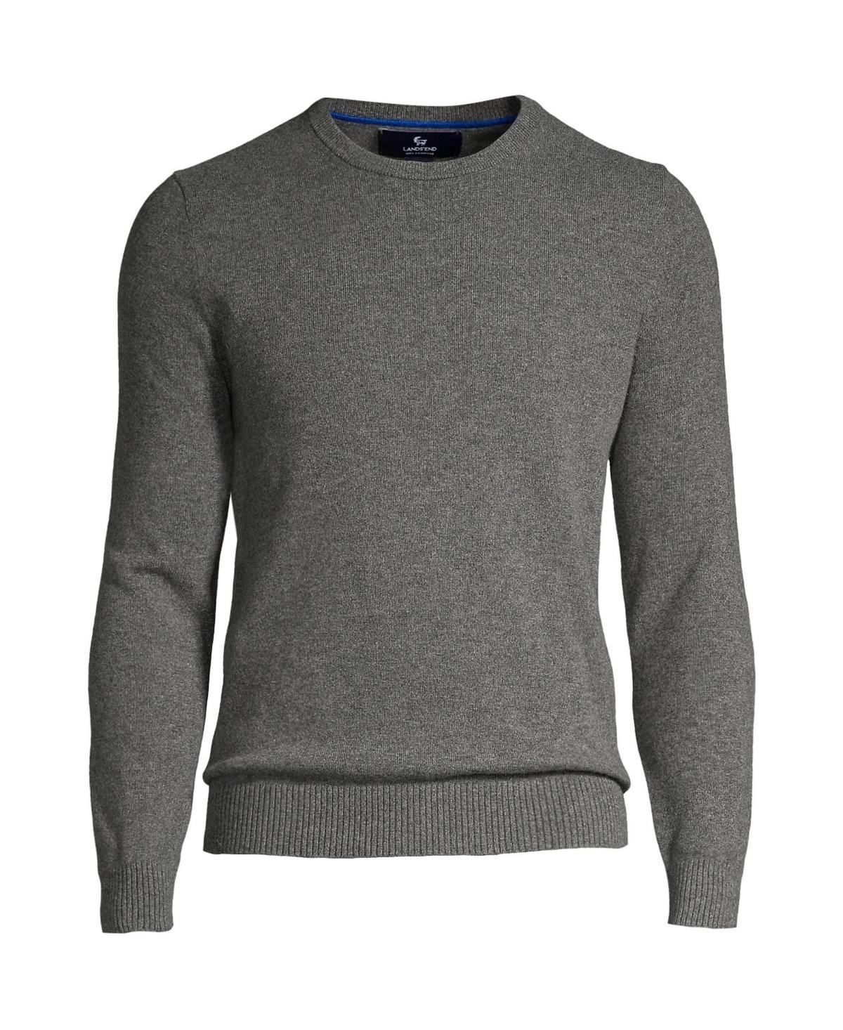 Men's Lands' End Fine-Gauge Cashmere Crewneck Sweater, Size: Small, Grey Heather Product Image