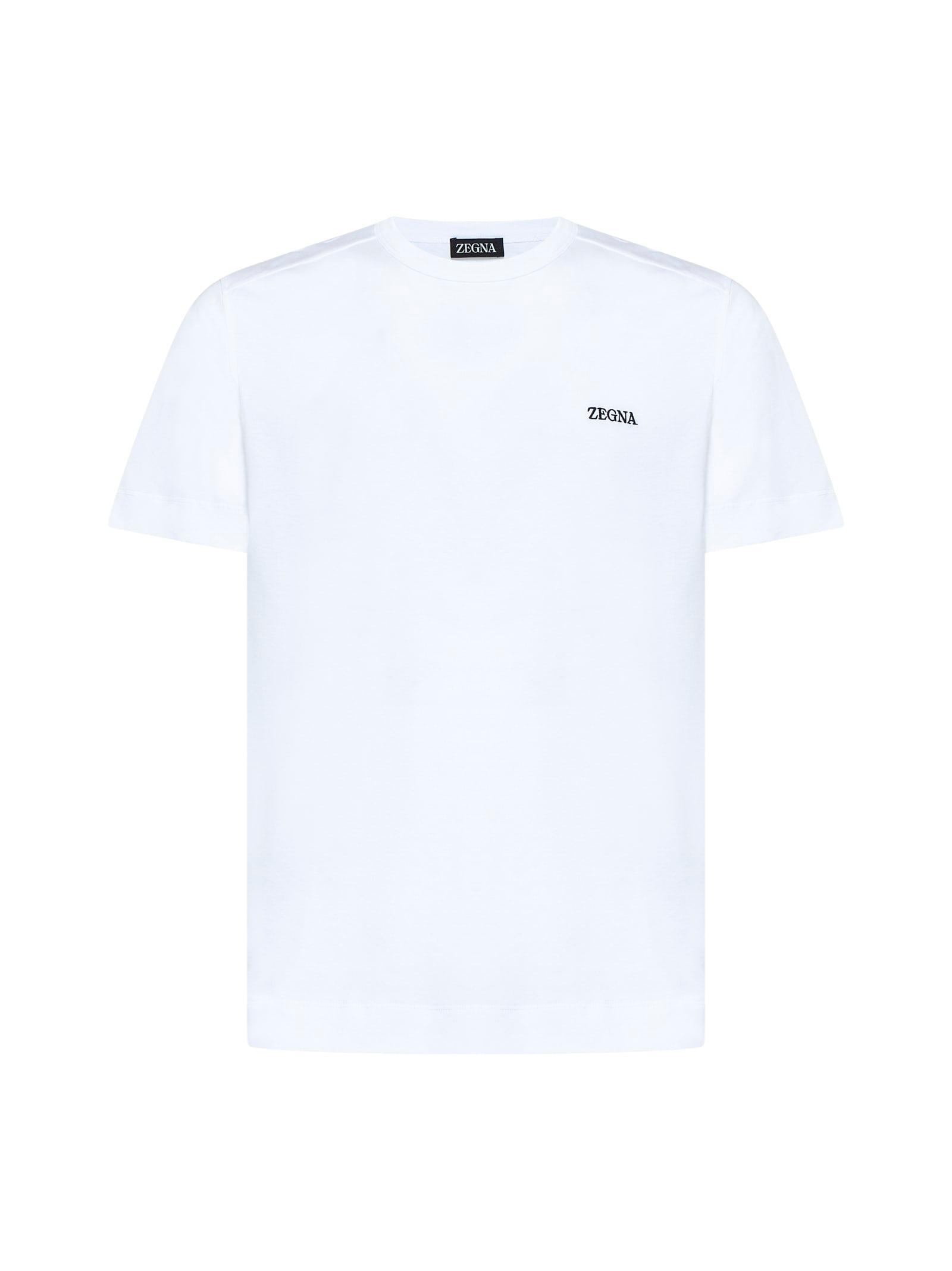 ZEGNA Logo Cotton T-shirt In Optic White Product Image