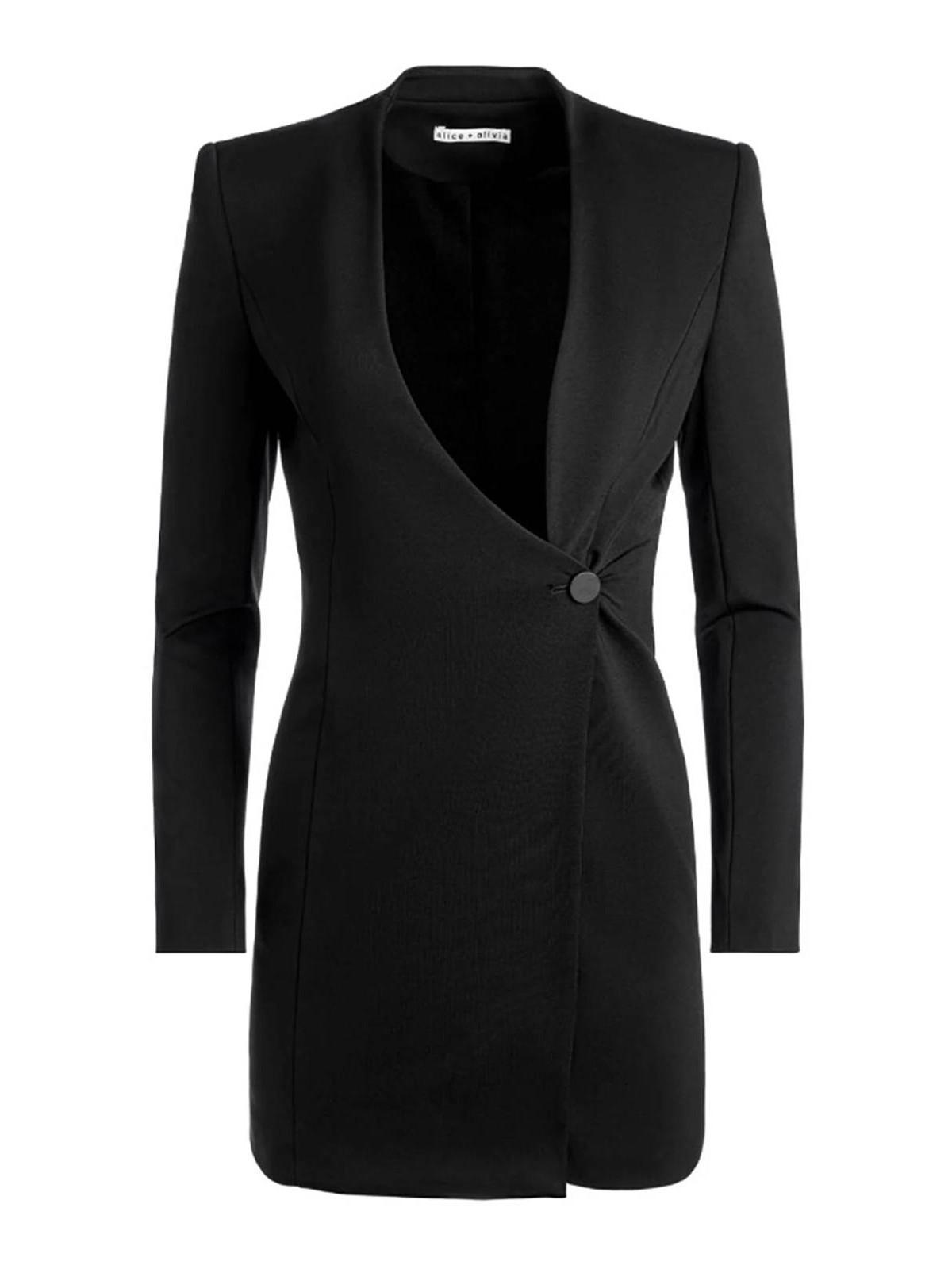 ALICE AND OLIVIA Alice + Olivia Lucien Curvy V-neck Blazer In Negro Product Image