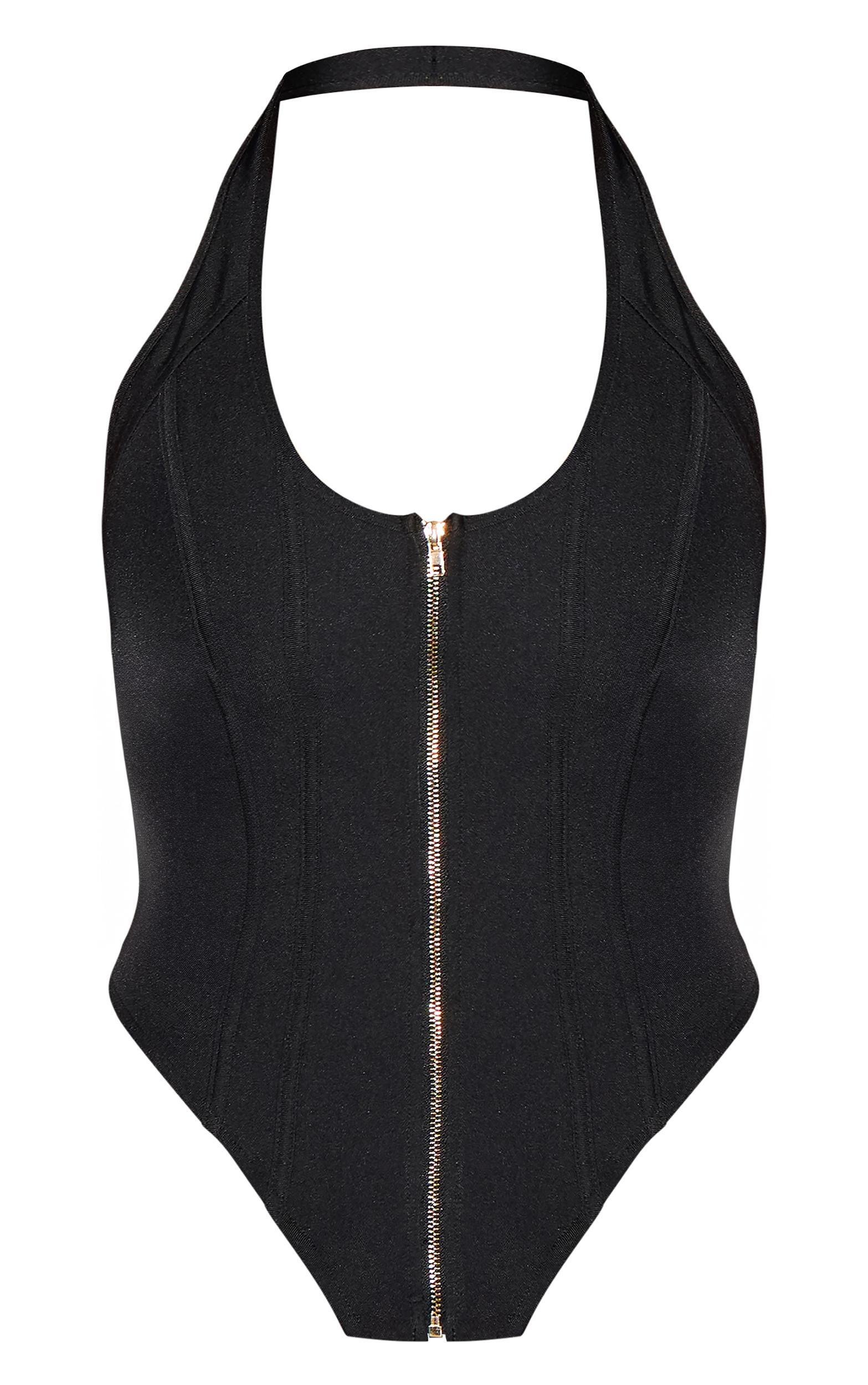 Black Boned Dip Hem Corset Product Image