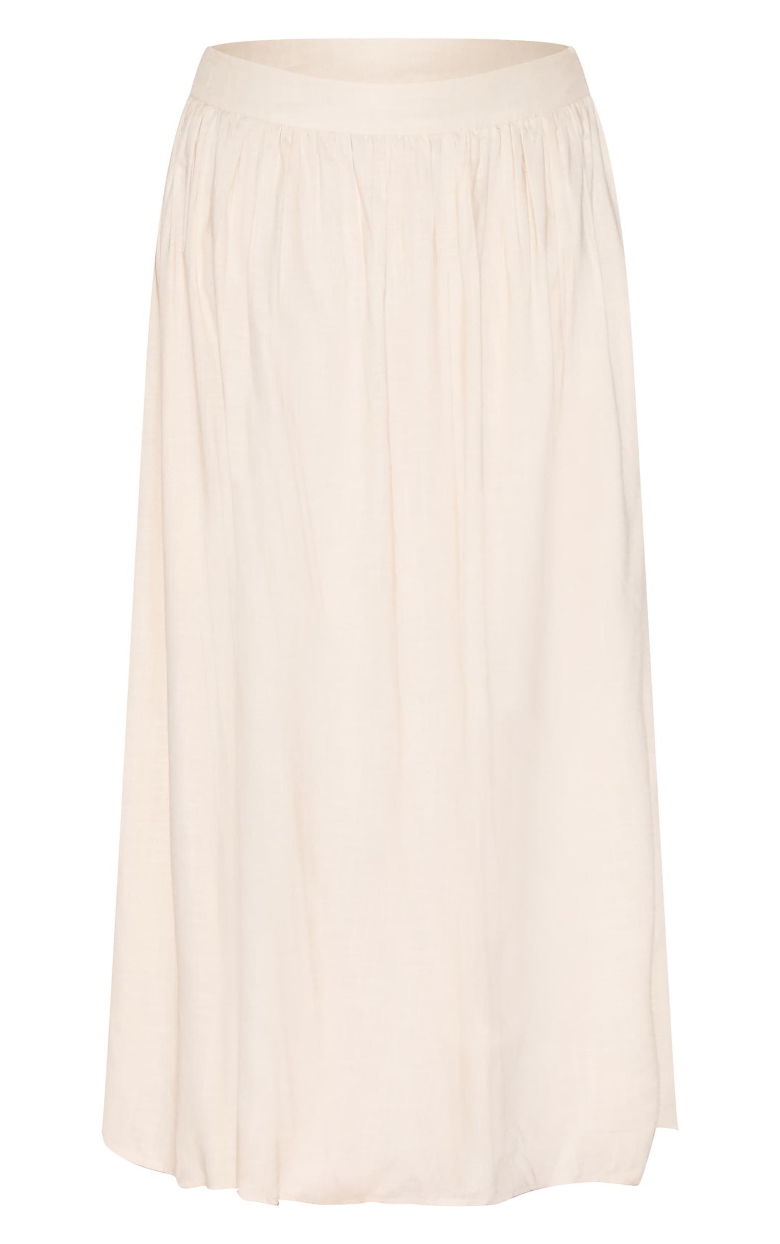 Plus Beige Cotton Pleated Maxi Skirt Product Image