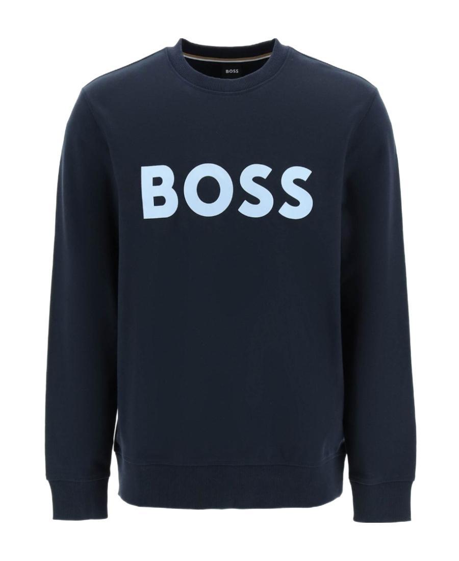 HUGO BOSS Logo-print Cotton Sweatshirt In Black Product Image