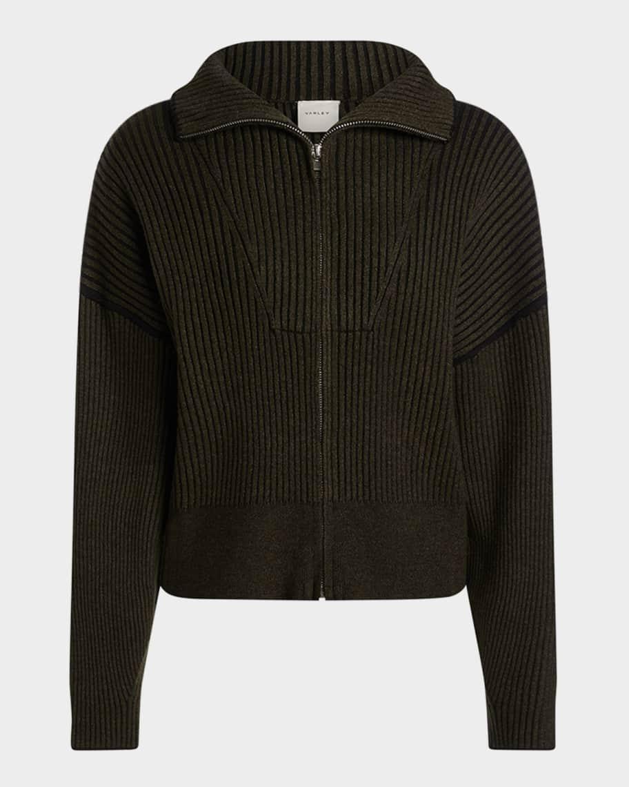 Womens Carmen Zip-Front Rib-Knit Sweater Product Image
