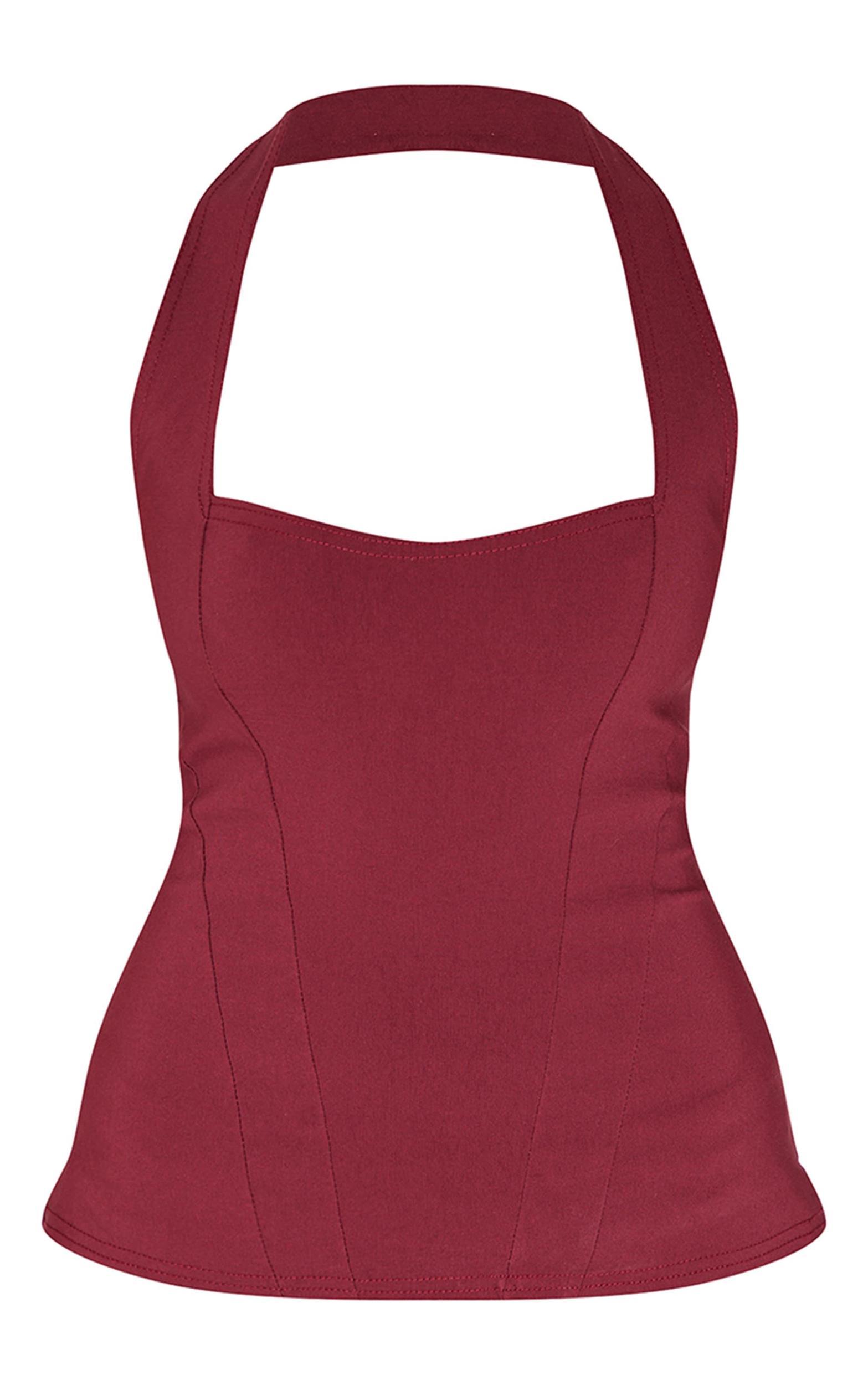 Burgundy Bengaline Square Neck Top Product Image