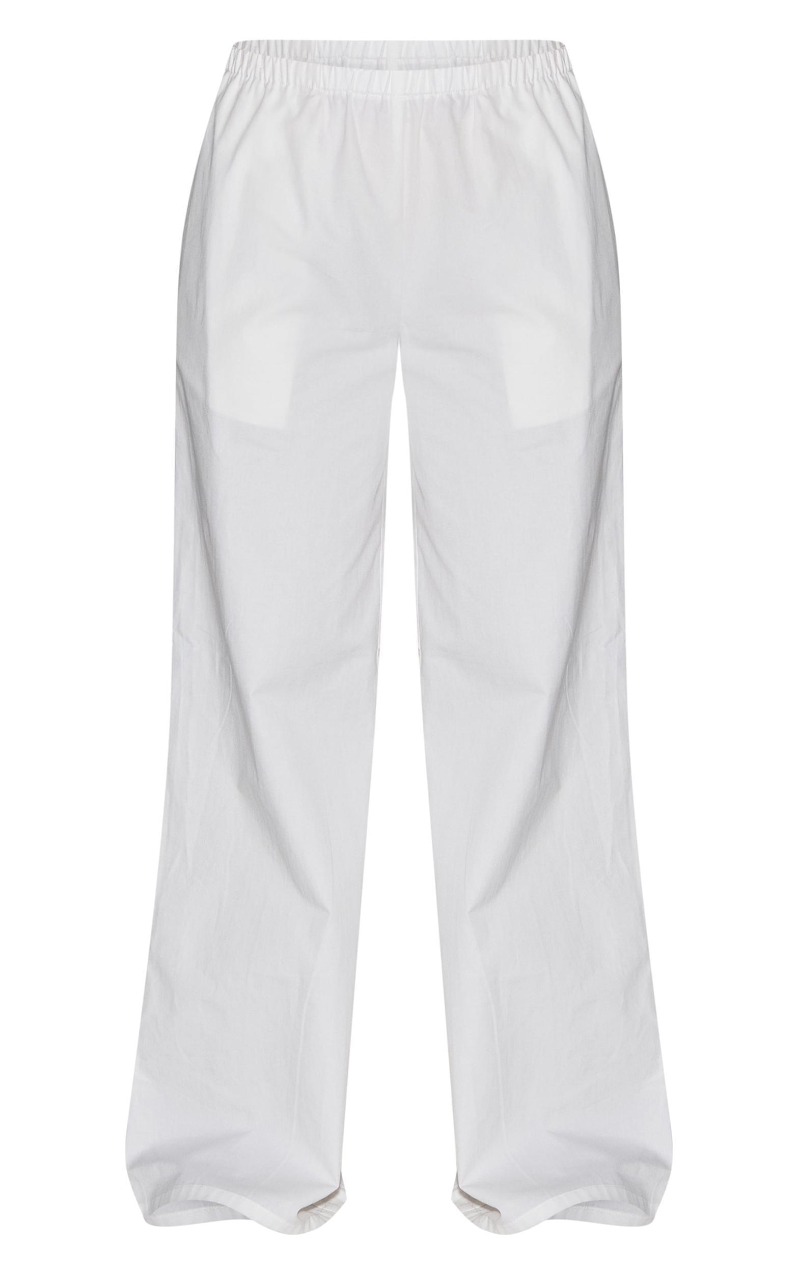  Cream Cotton Woven Elasticated Waist Wide Leg Pants Product Image