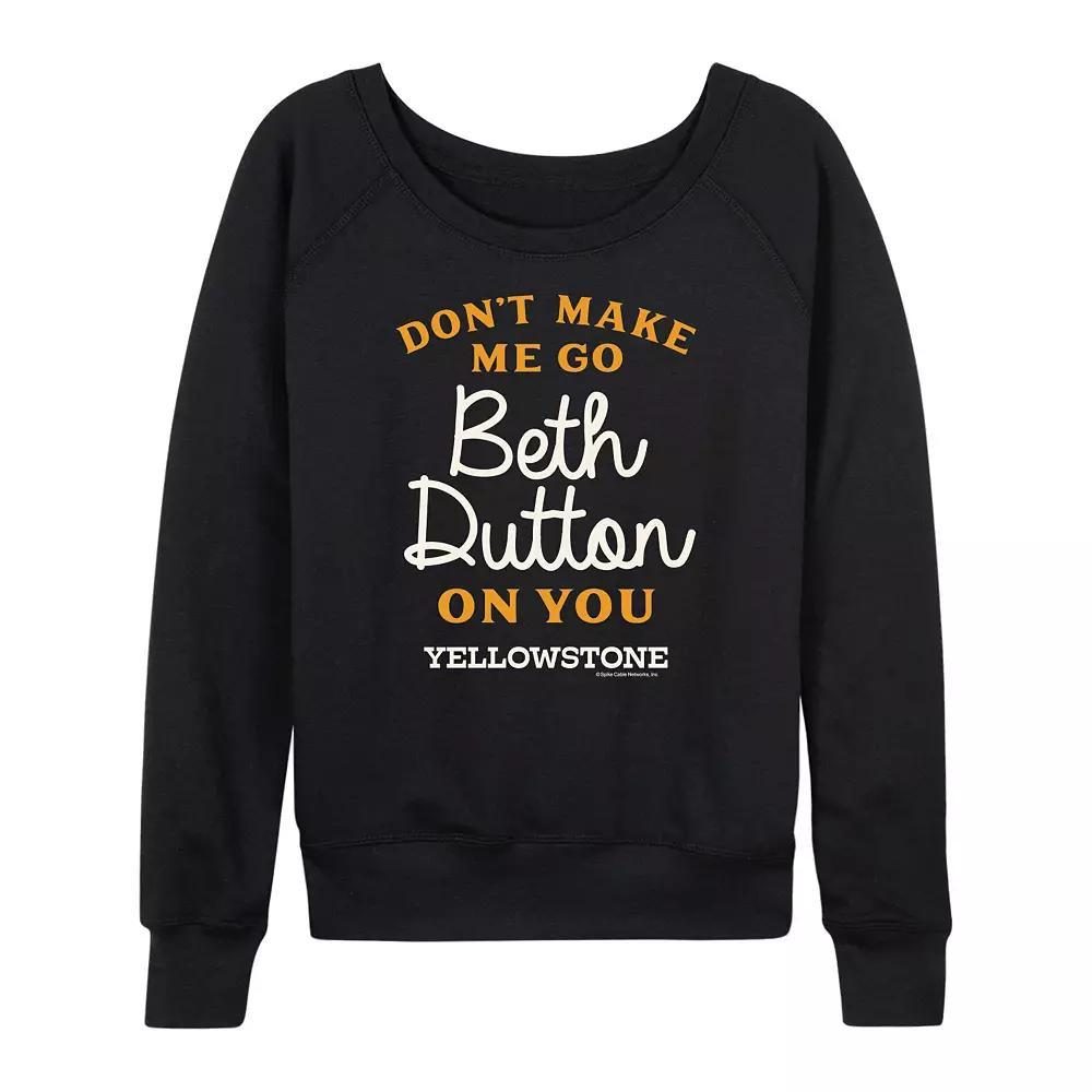 Women's Yellowstone Don't Make Me Go French Terry Long Sleeve Tee, Size: XL, Black Product Image