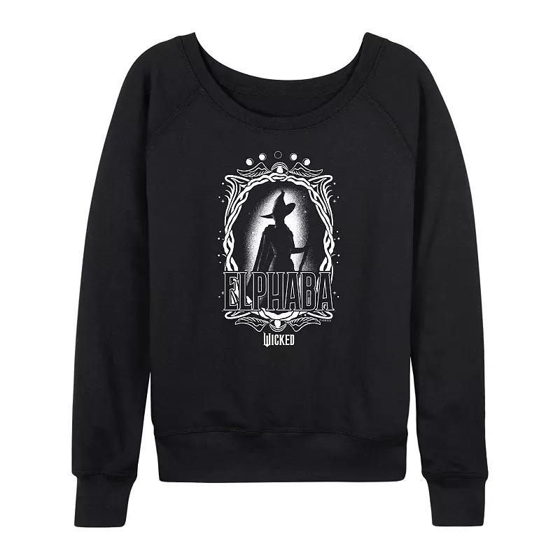 Women's Wicked Elphaba Portrait French Terry Long Sleeve Tee, Size: XXL, Black Product Image