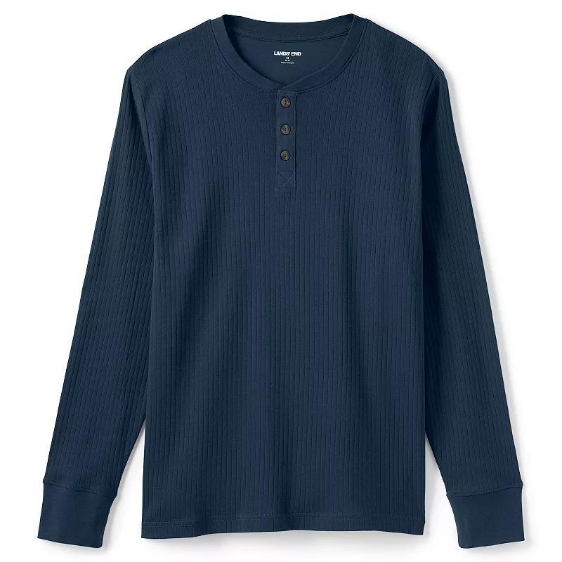 Men's Lands' End Ribbed Pajama Sleep Henley, Size: XXL, Grey Heather Product Image