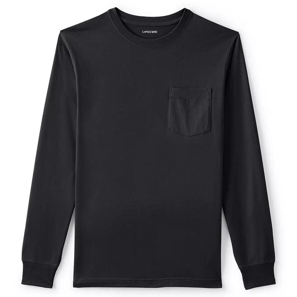 Big & Tall Lands End Long Sleeve Super Pocket Tee, Mens Product Image