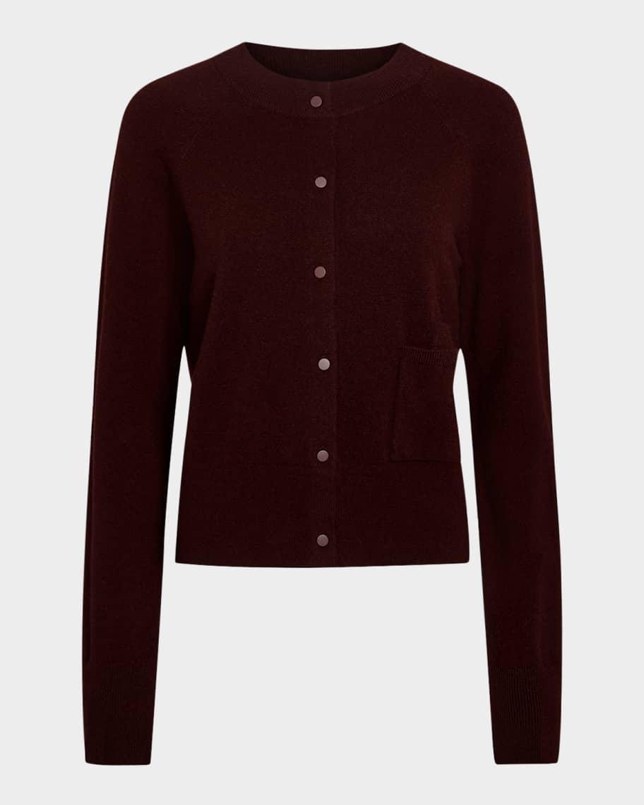 Velvet Trim Wool-Cashmere Cardigan  Product Image