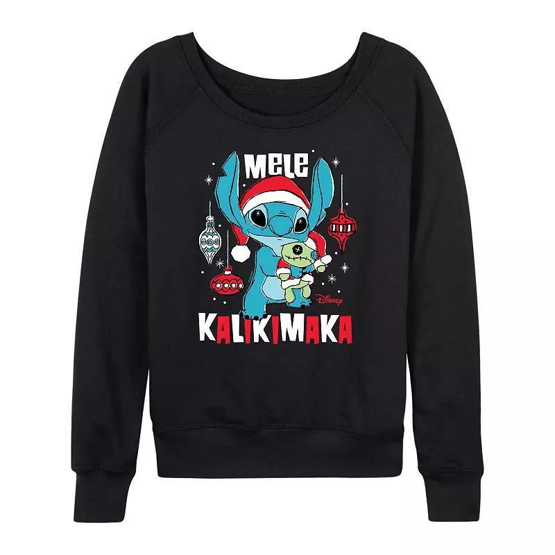 Disney's Lilo & Stitch Women's Mele Kalikimaka French Terry Long Sleeve Tee, Size: Large, Black Product Image