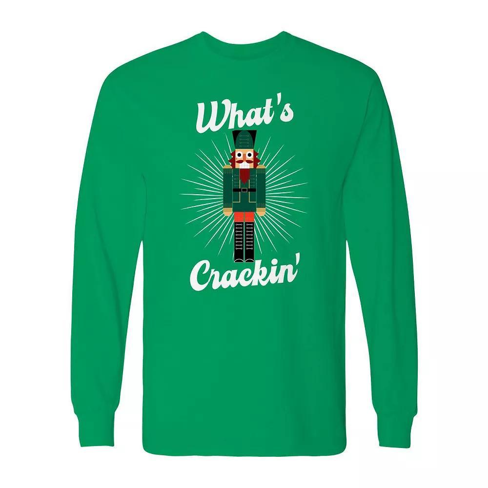 Men's Christmas What Cracker Long Sleeve Graphic Tee, Size: XL, Irish Green Product Image