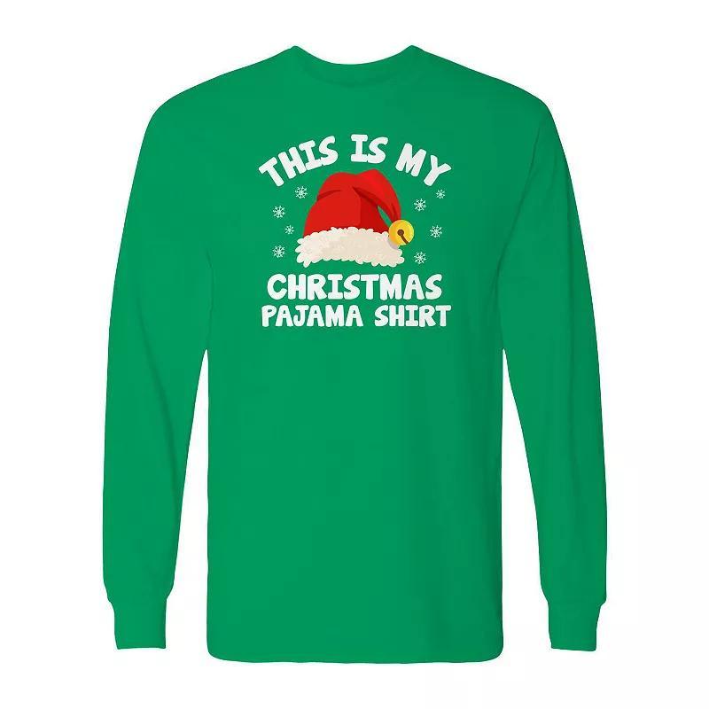 Men's Pajama Christmas Shirt Long Sleeve Graphic Tee, Size: XL, Irish Green Product Image