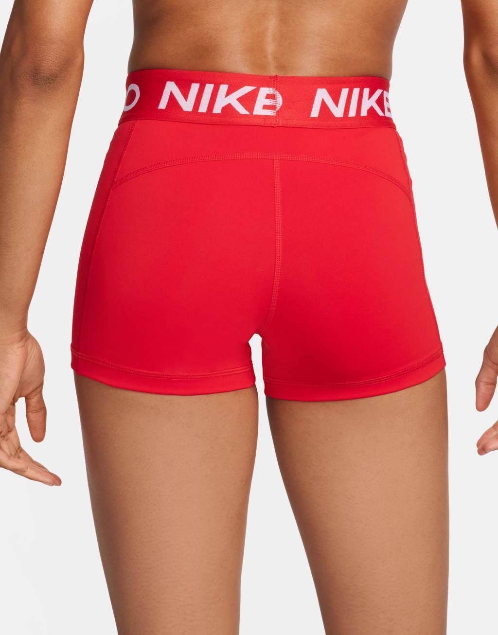 Nike Pro Training Dri-Fit 3 inch shorts in red   Product Image