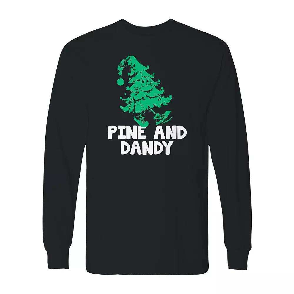 Men's Pine Christmas Dandy Long Sleeve Graphic Tee, Size: Small, Black Product Image