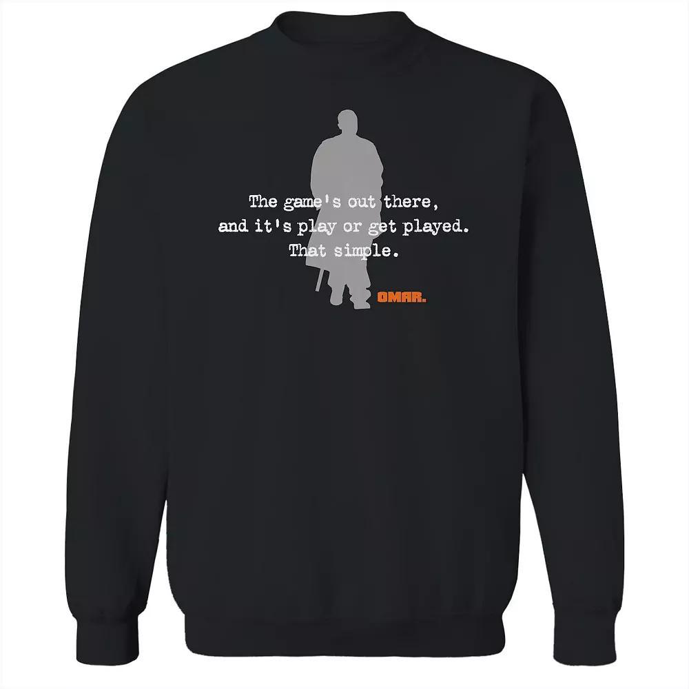 Men's Omar Silhouette Quote The Wire Graphic Fleece Crew Sweatshirt, Size: Medium, Black Product Image