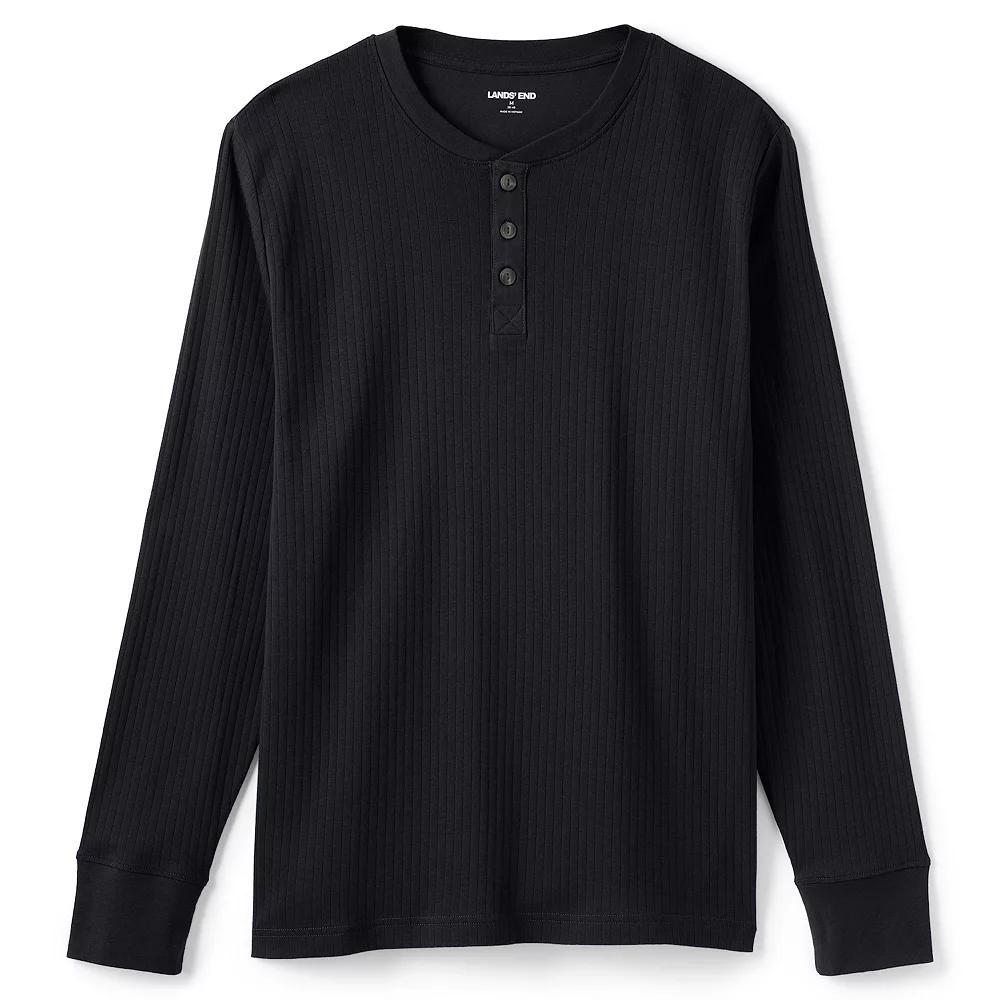 Men's Lands' End Ribbed Pajama Sleep Henley, Size: XXL, Rich Red Product Image