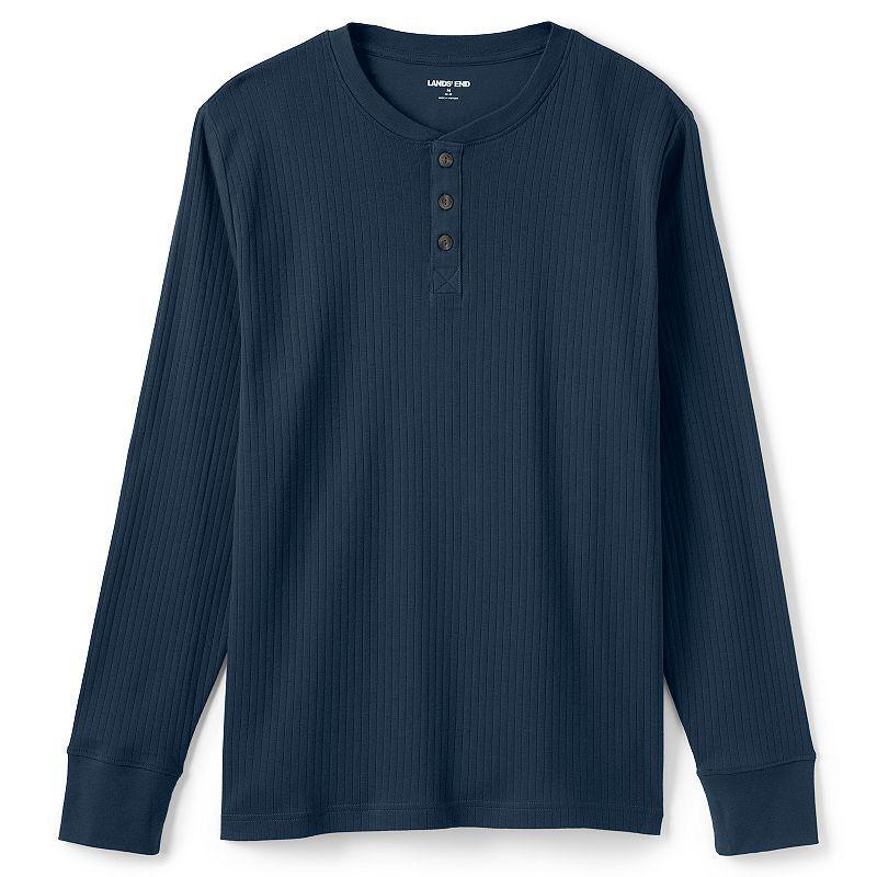 Men's Lands' End Ribbed Pajama Sleep Henley, Size: XXL, Rich Red Product Image