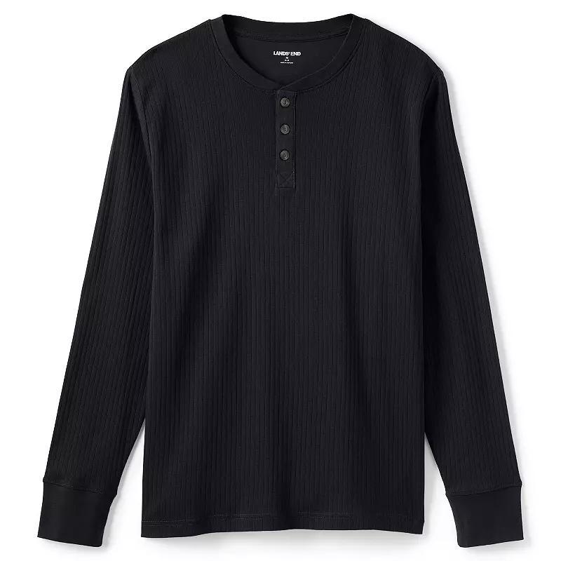 Men's Lands' End Ribbed Pajama Sleep Henley, Size: XXL, Rich Red Product Image