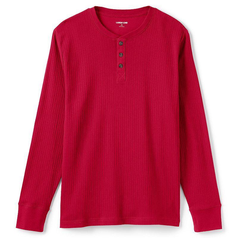 Men's Lands' End Ribbed Pajama Sleep Henley, Size: XXL, Rich Red Product Image