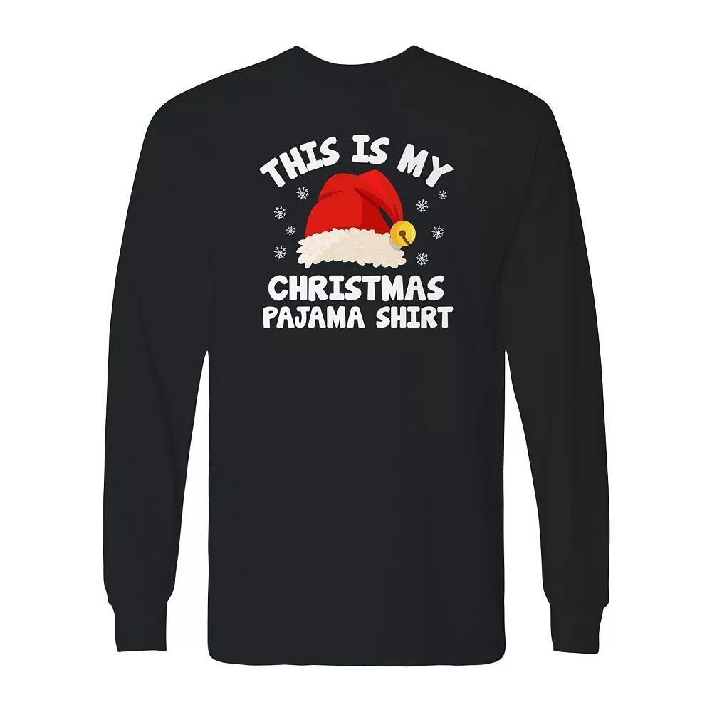 Men's Pajama Christmas Shirt Long Sleeve Graphic Tee, Size: Large, Black Product Image