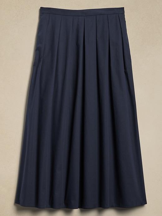 Poplin Pleated Midi Skirt Product Image