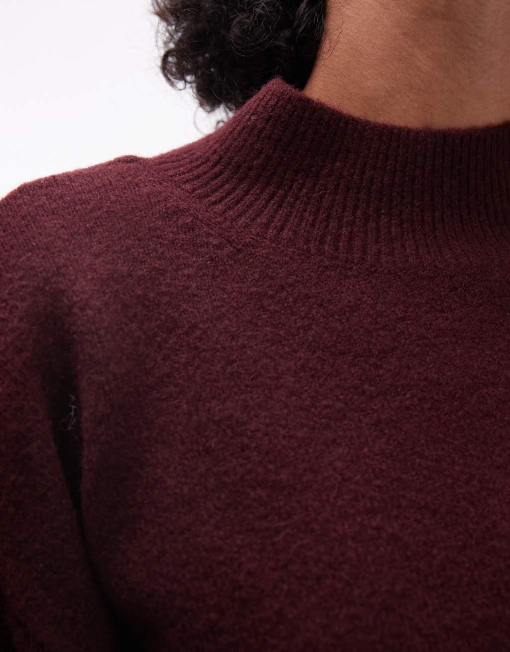 & Other Stories mock neck sweater in burgundy Product Image