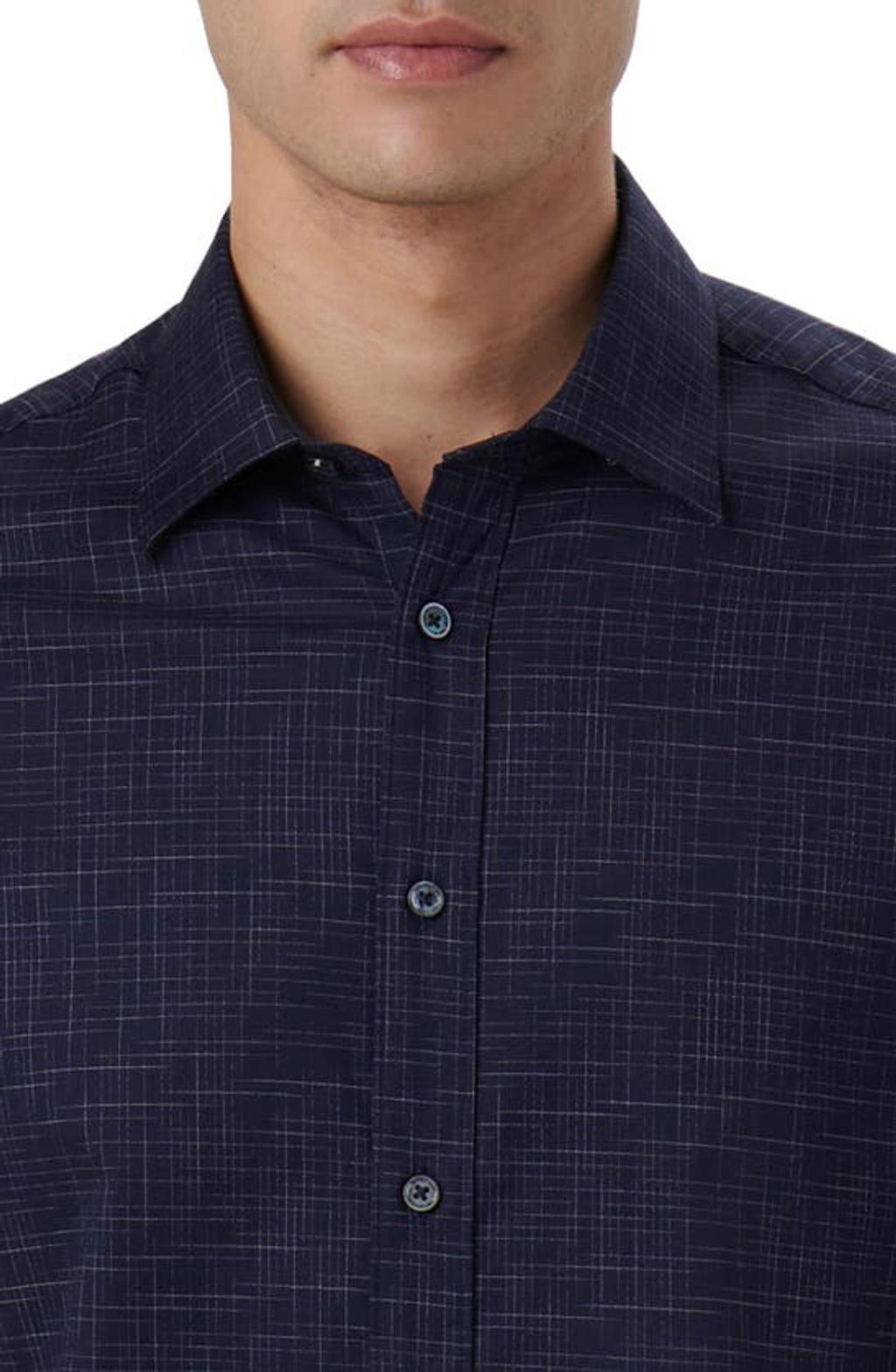 BUGATCHI Julian Shaped Fit Print Button-up Shirt In Navy Product Image