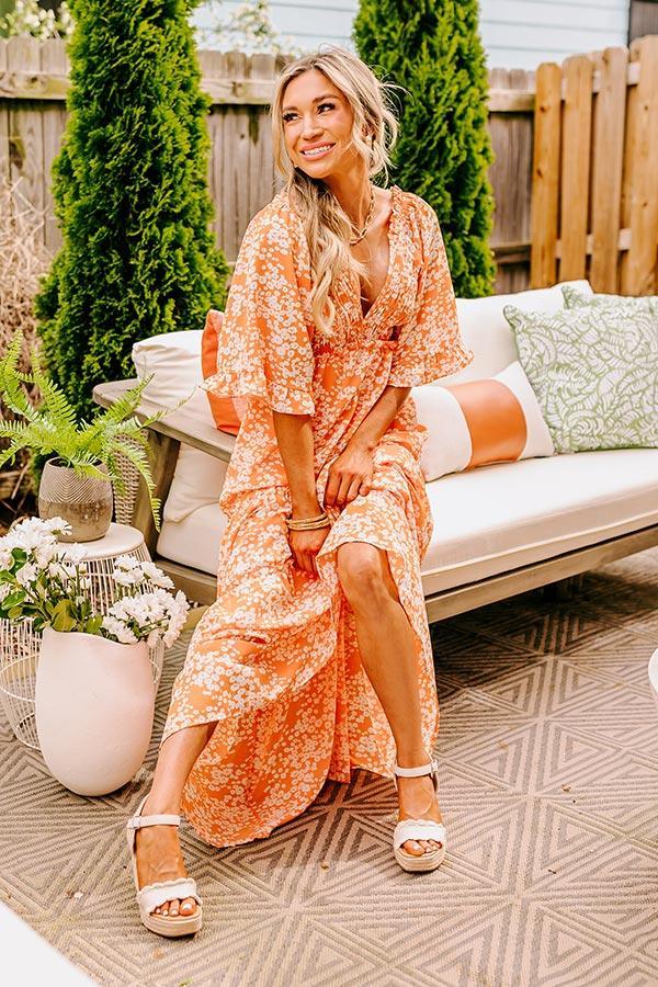 Affectionate Feeling Floral Smocked Maxi Dress in Orange Product Image
