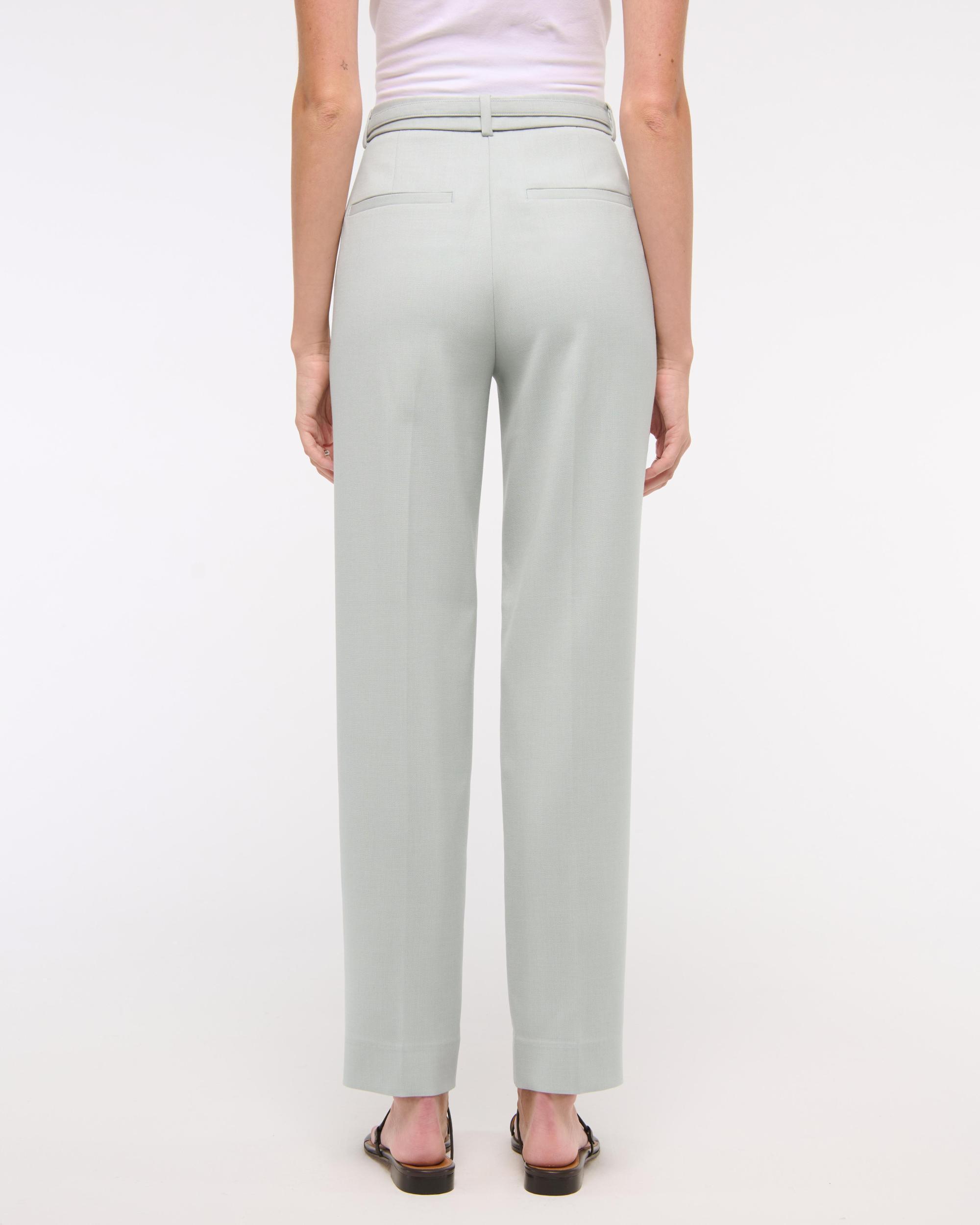 High Rise Belted Ankle Straight Pant Product Image