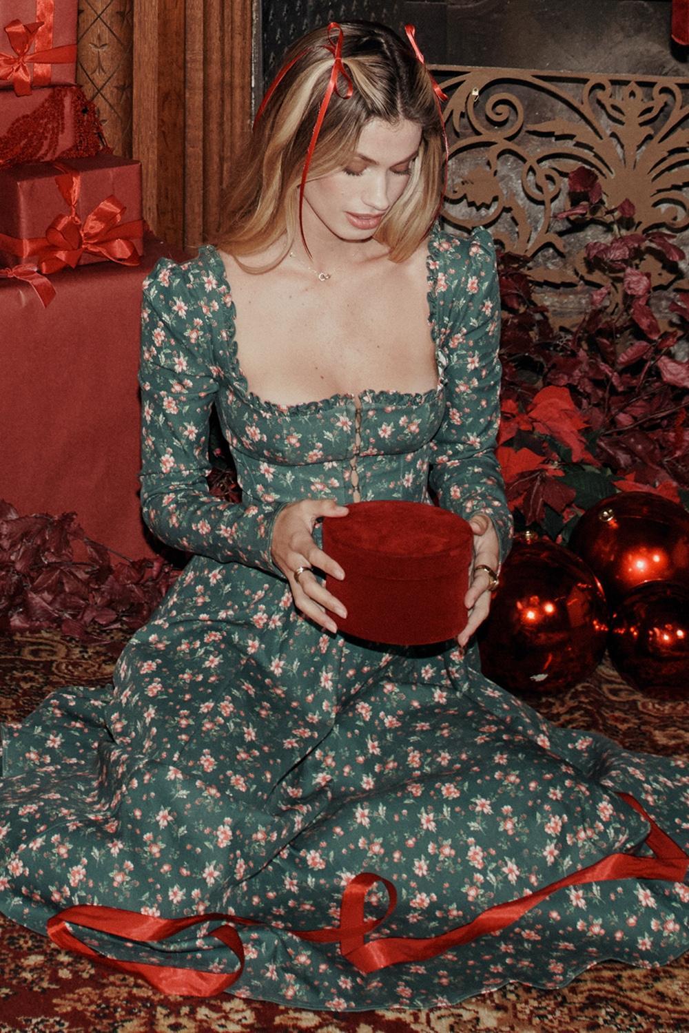 Delia Green Floral Print Midi Dress Product Image