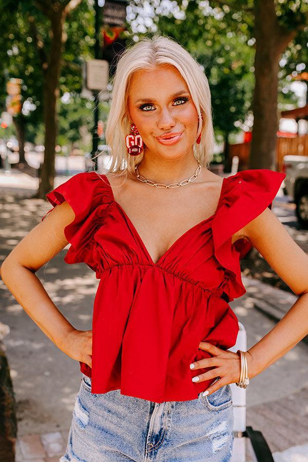 Stay Here Awhile Peplum Top In Crimson Product Image