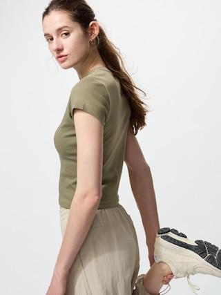 Womens Mini T-Shirt Olive 2XS UNIQLO US Product Image