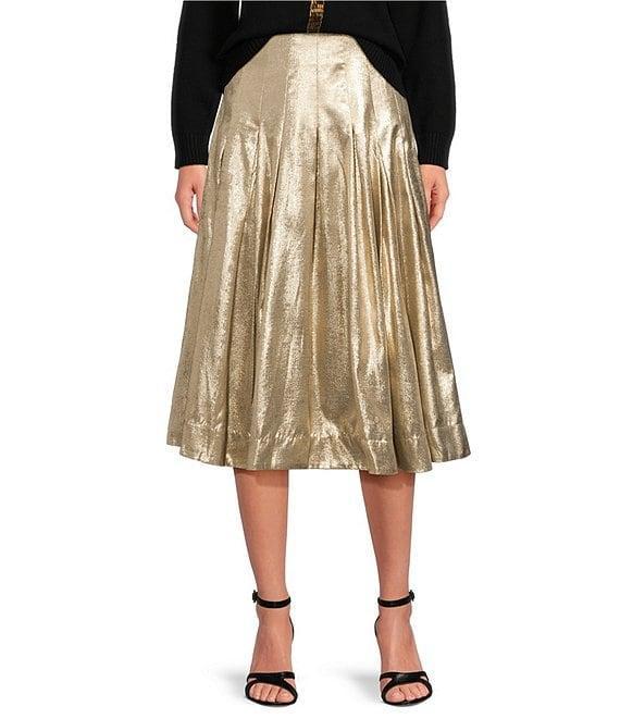 Mestiza New York Seville Metallic Box Pleat Midi Skirt Product Image